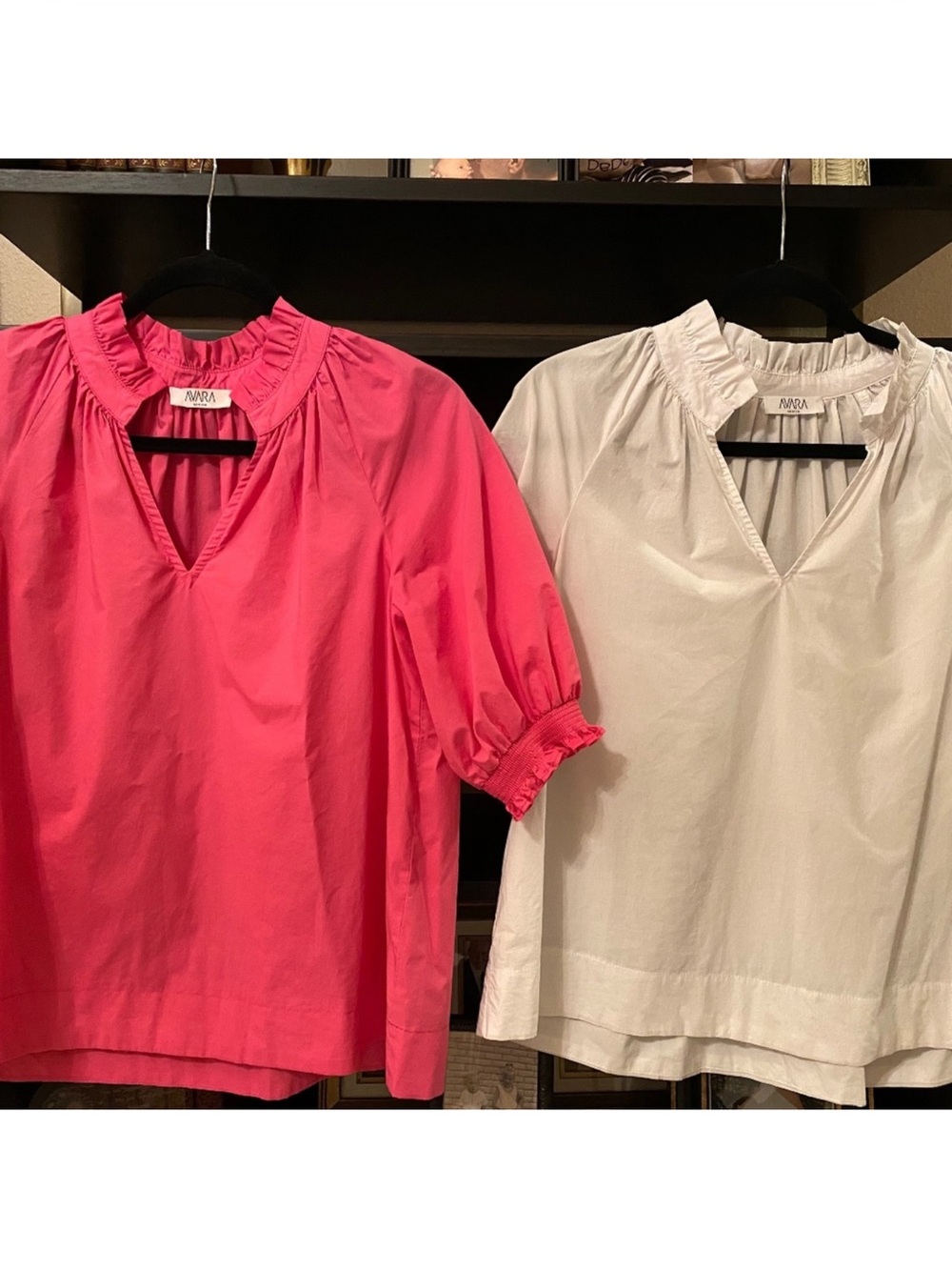 Avara poplin feminine blouses Medium M Pink White cotton
